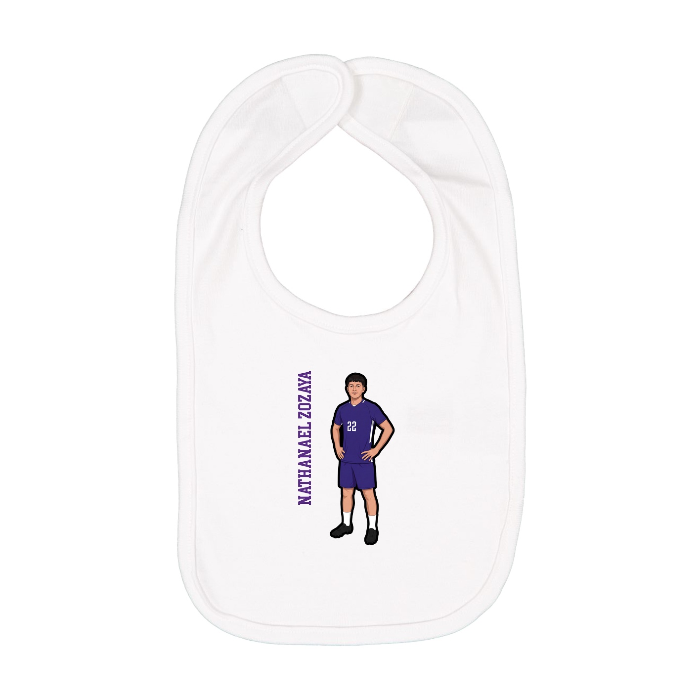 Infant Bib — Name Vertical in White