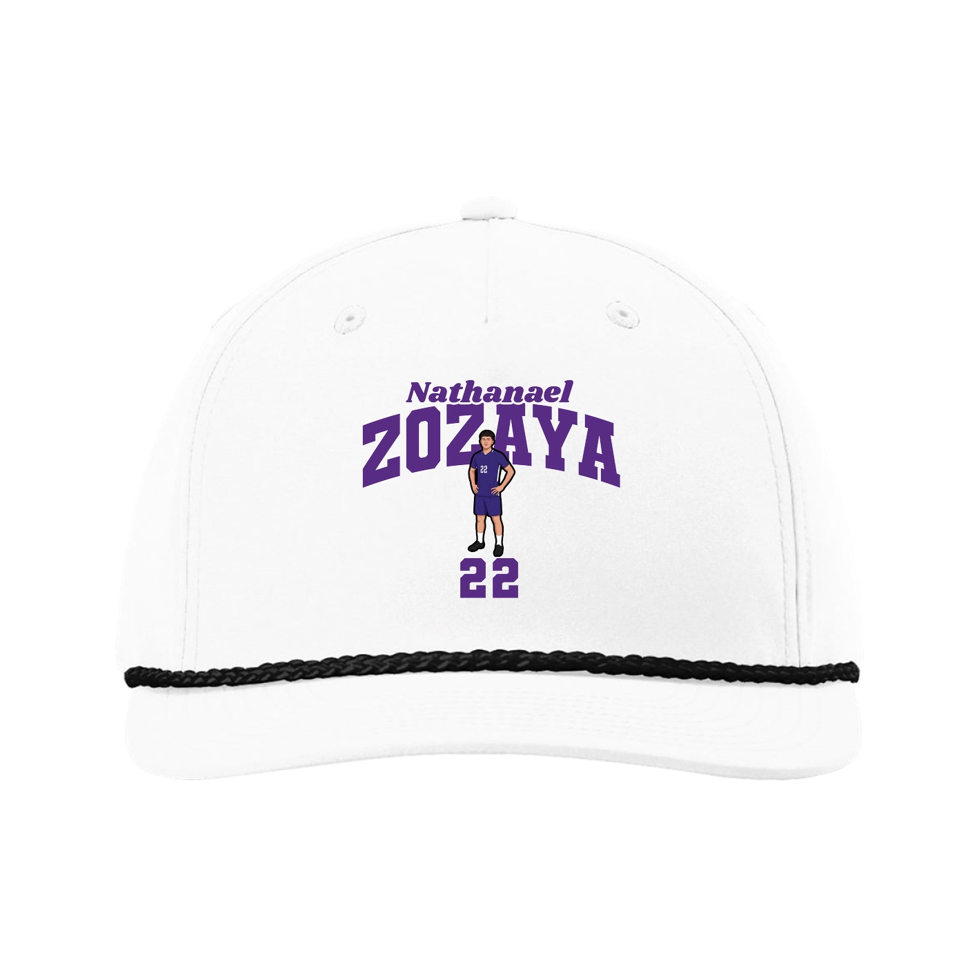 Five-Panel Classic Rope Cap — Signature Arch in White