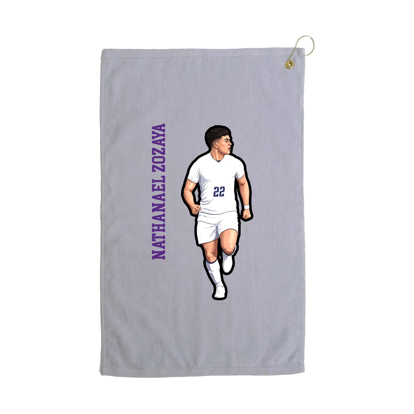 Golf Towel — Name Vertical in Grey