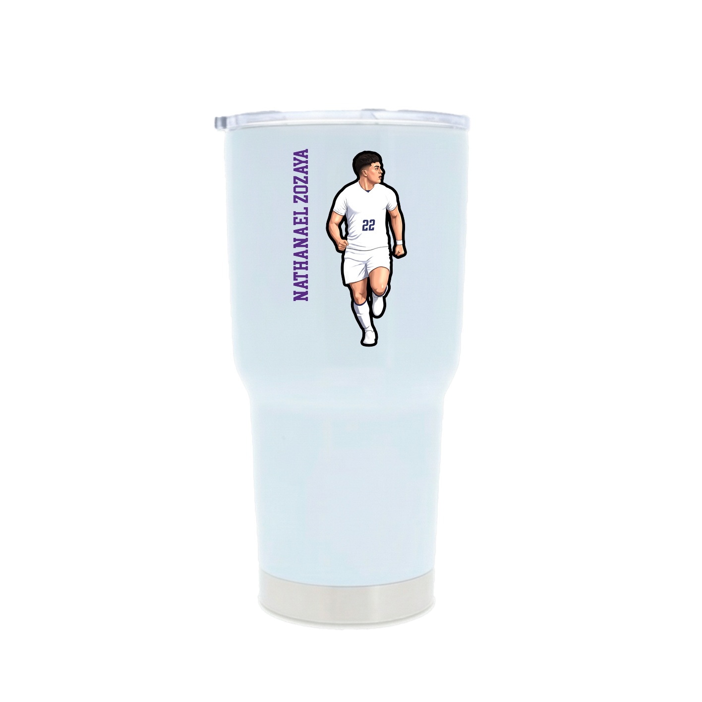 30oz Stainless Steel Tumbler — Name Vertical in White