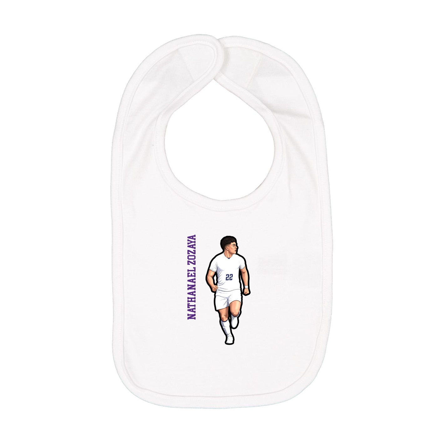 Infant Bib — Name Vertical in White