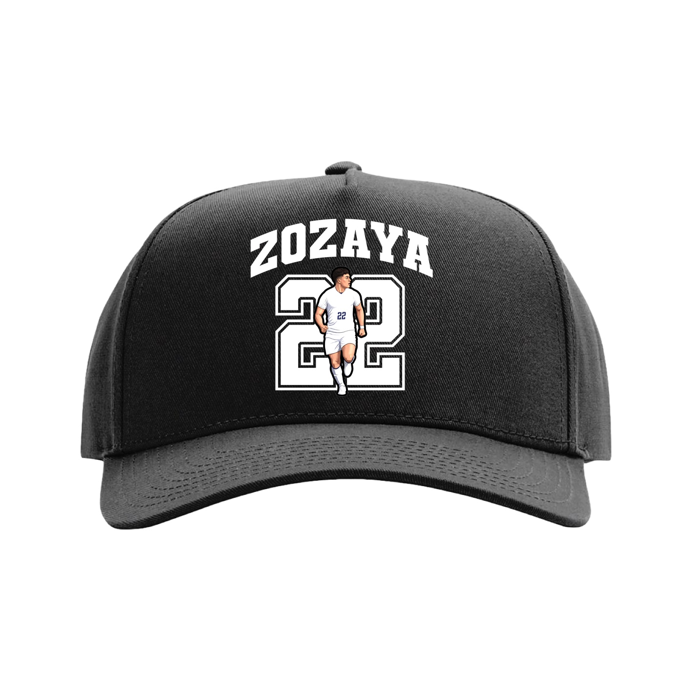 Full Fabric Five-Panel Champ Cap — Number in Black