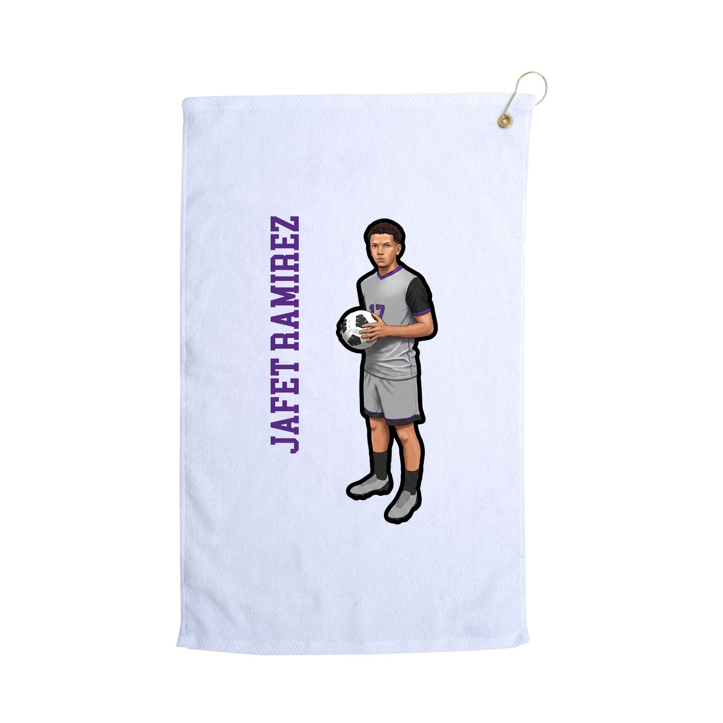 Golf Towel — Name Vertical in White