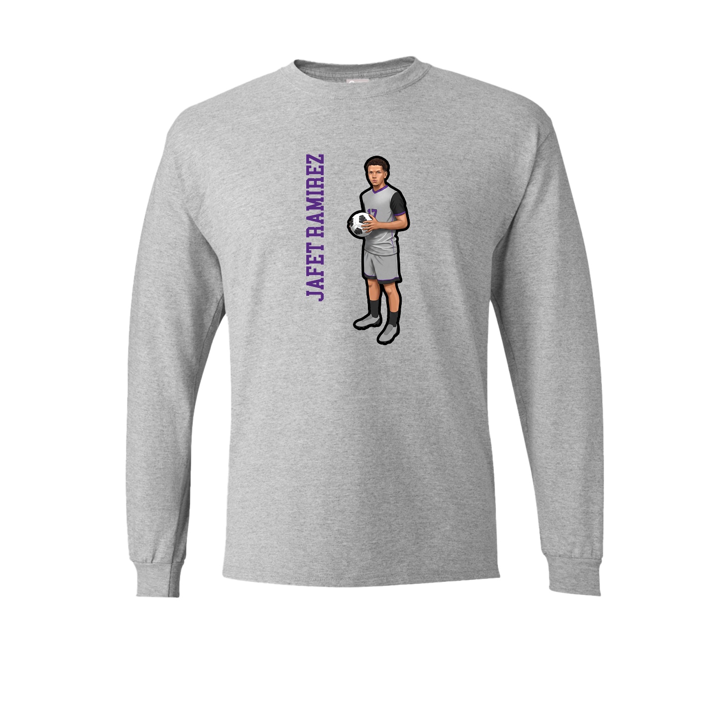 Long Sleeve Tee — Name Vertical in Grey
