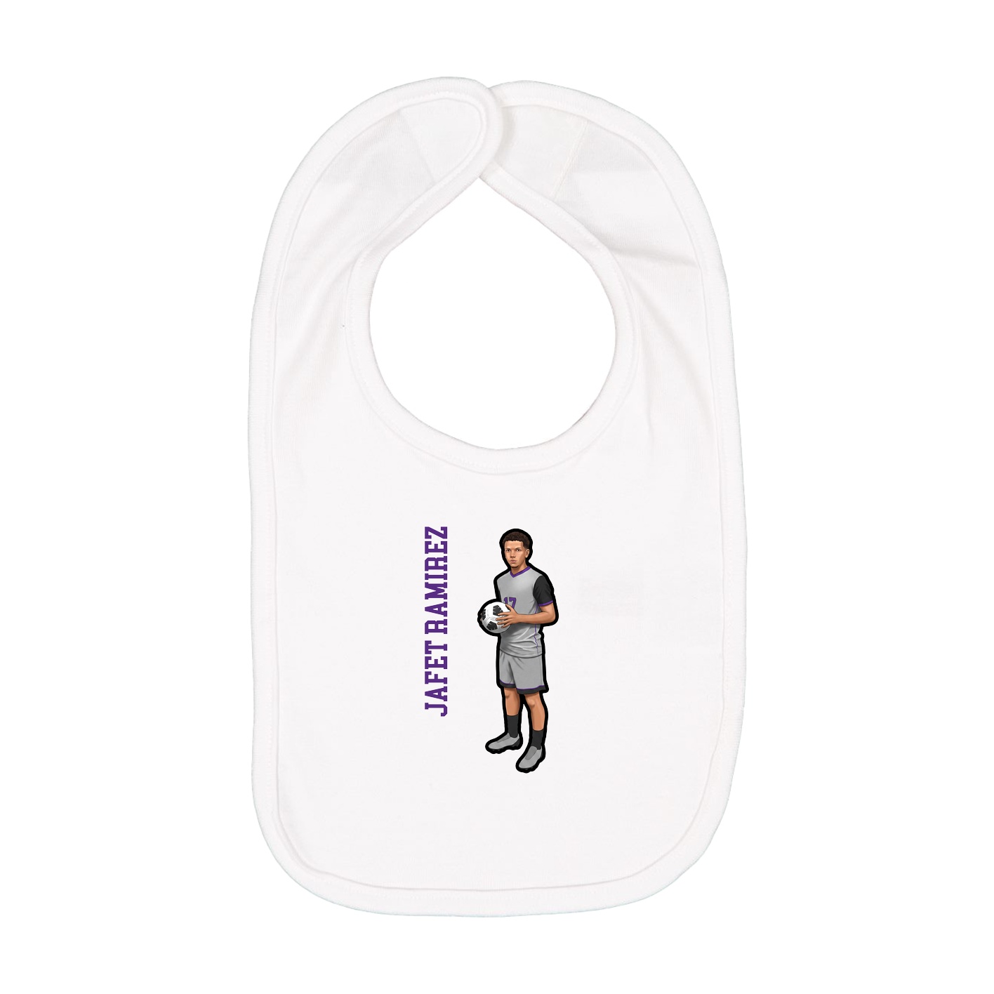 Infant Bib — Name Vertical in White