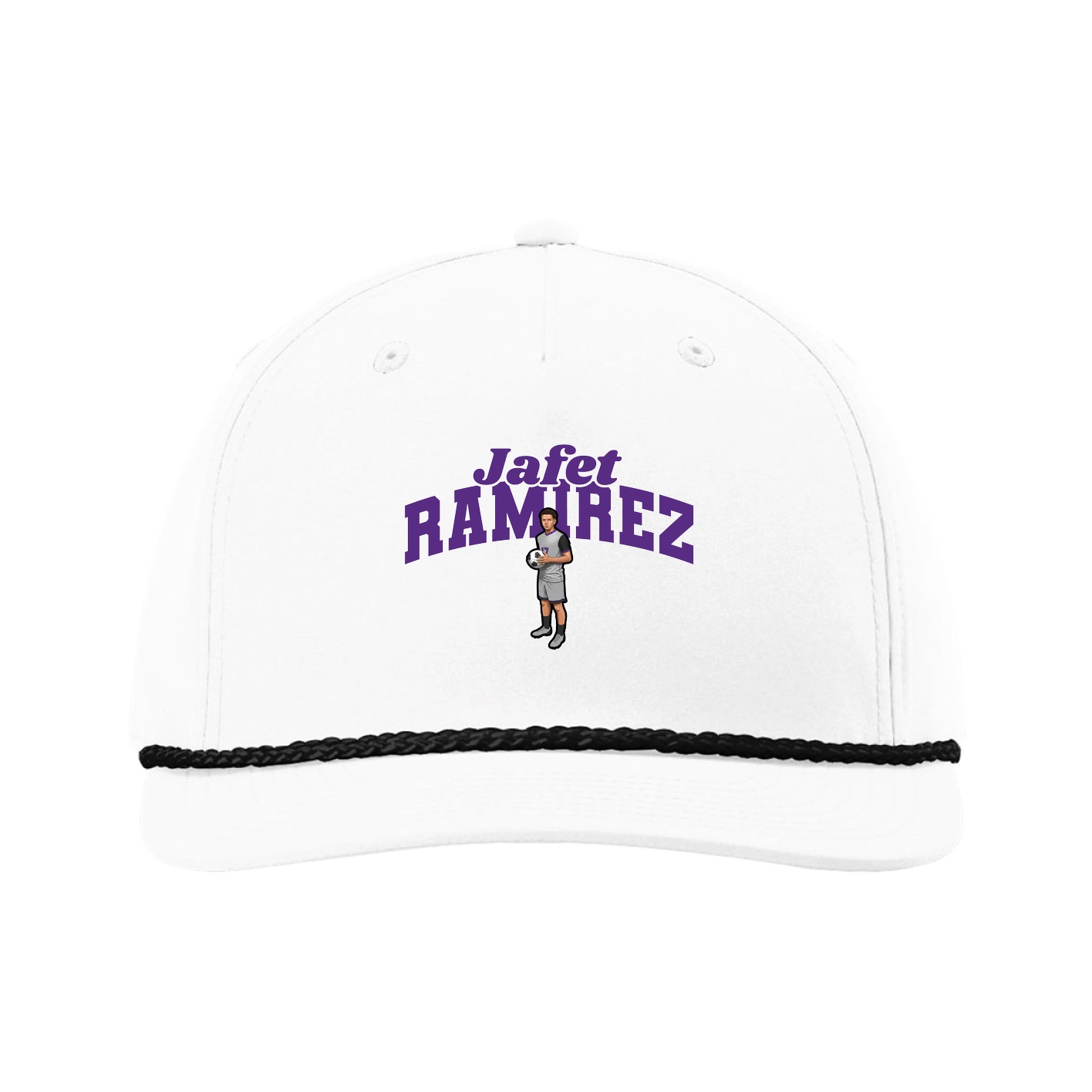 Five-Panel Classic Rope Cap — Signature Arch in White