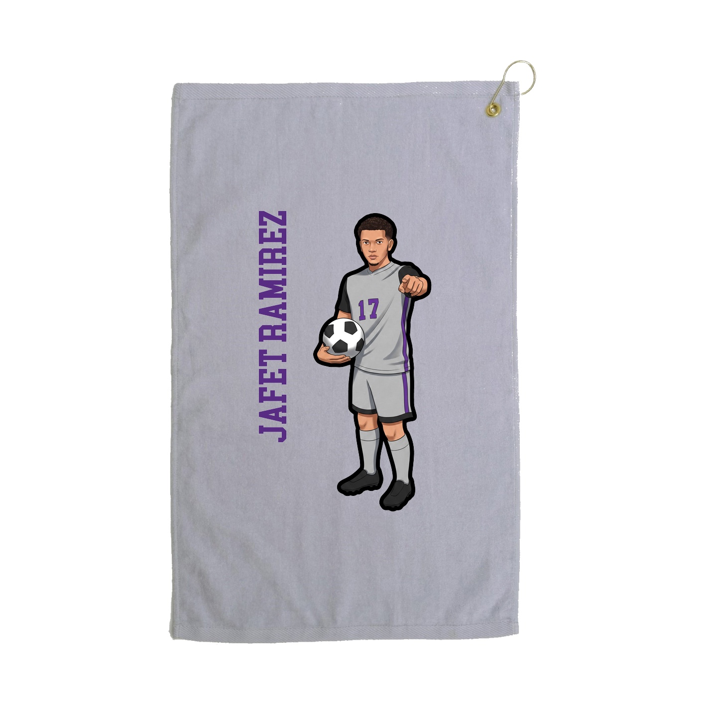 Golf Towel — Name Vertical in Grey