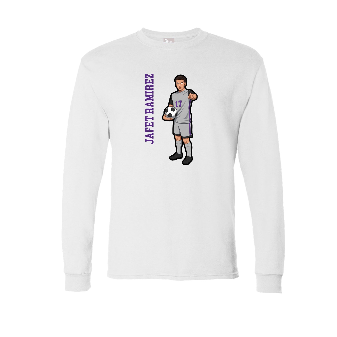 Long Sleeve Tee — Name Vertical in White