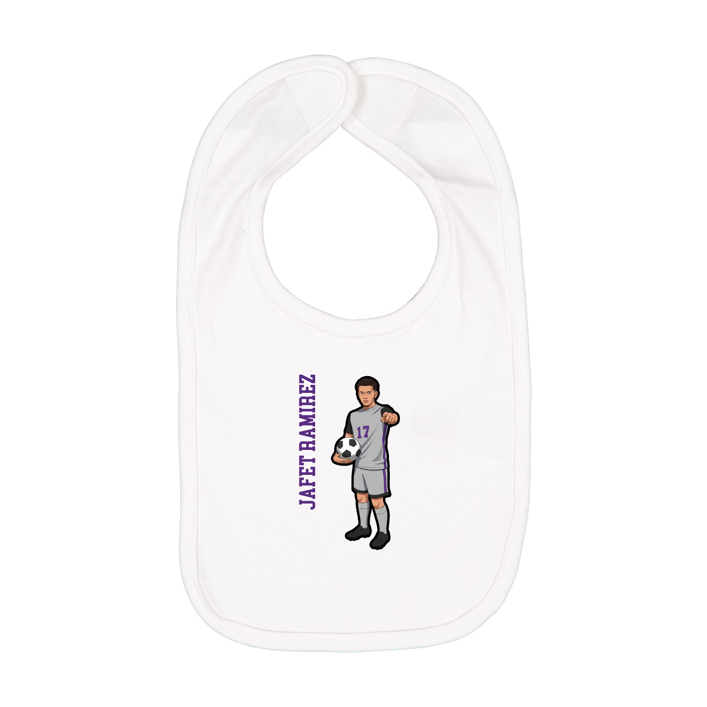 Infant Bib — Name Vertical in White