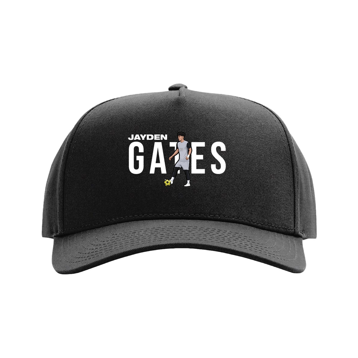 Full Fabric Five-Panel Champ Cap — Player Name in Black