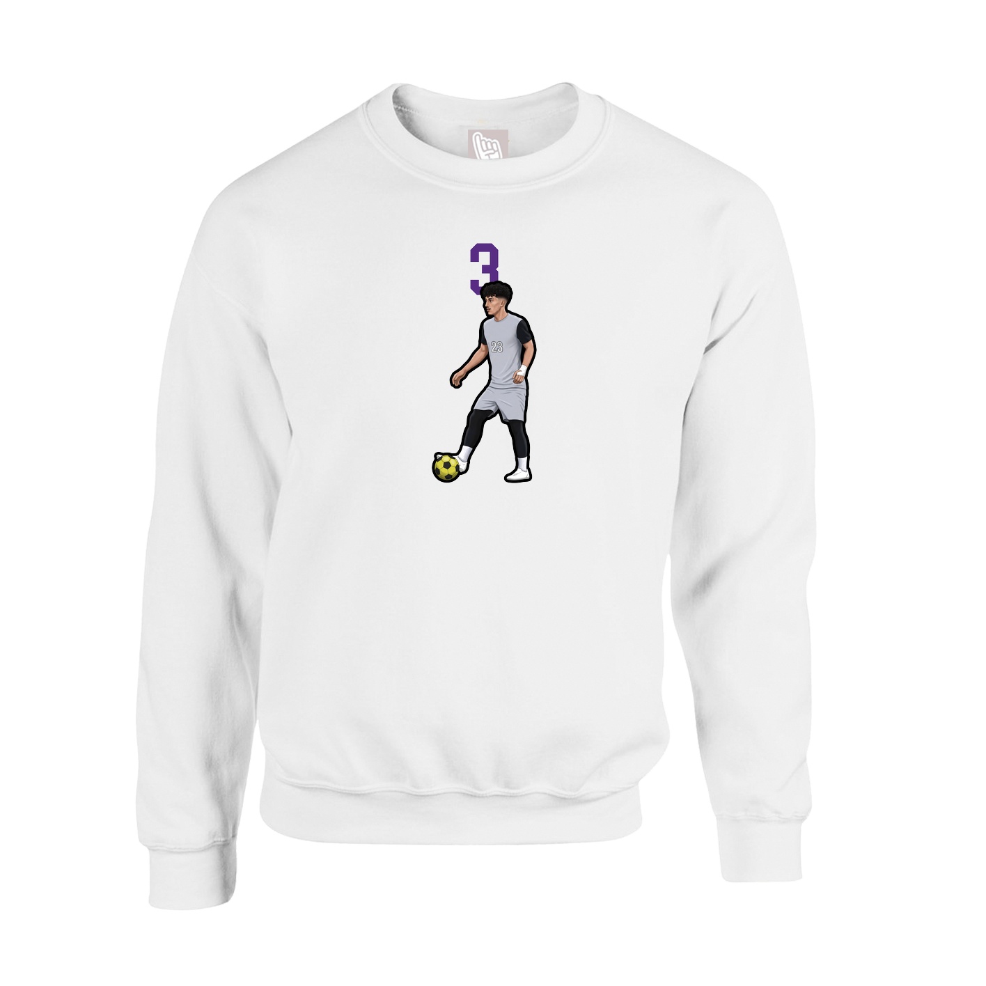 Fleece Crew — Number Top in White
