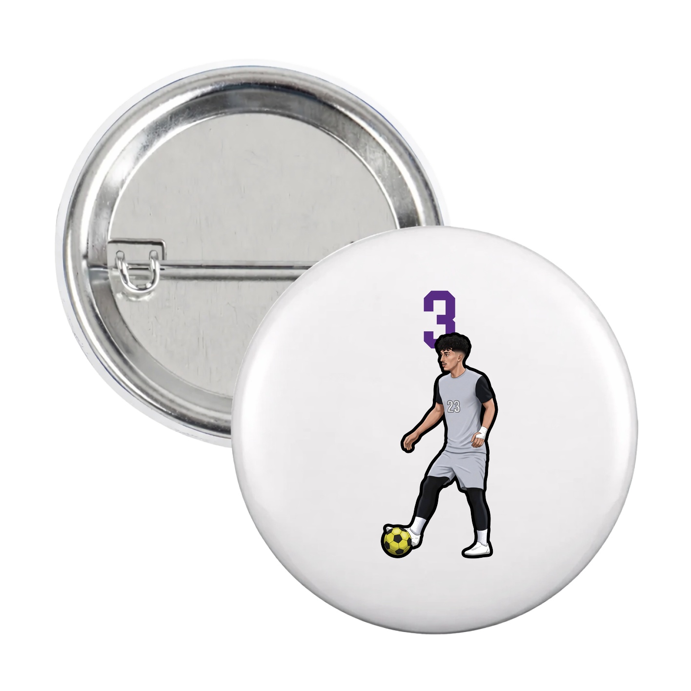 Game Day Button — Number Top in White