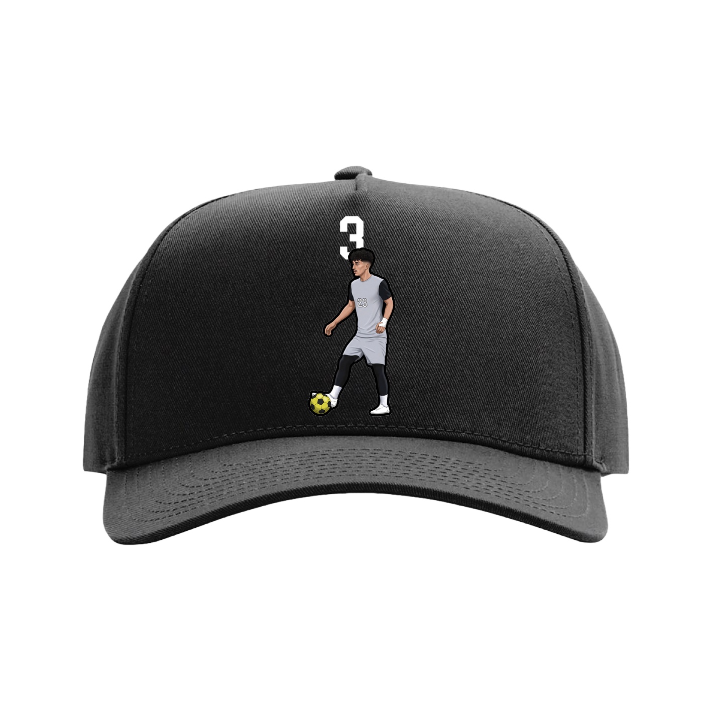 Full Fabric Five-Panel Champ Cap — Number Top in Black
