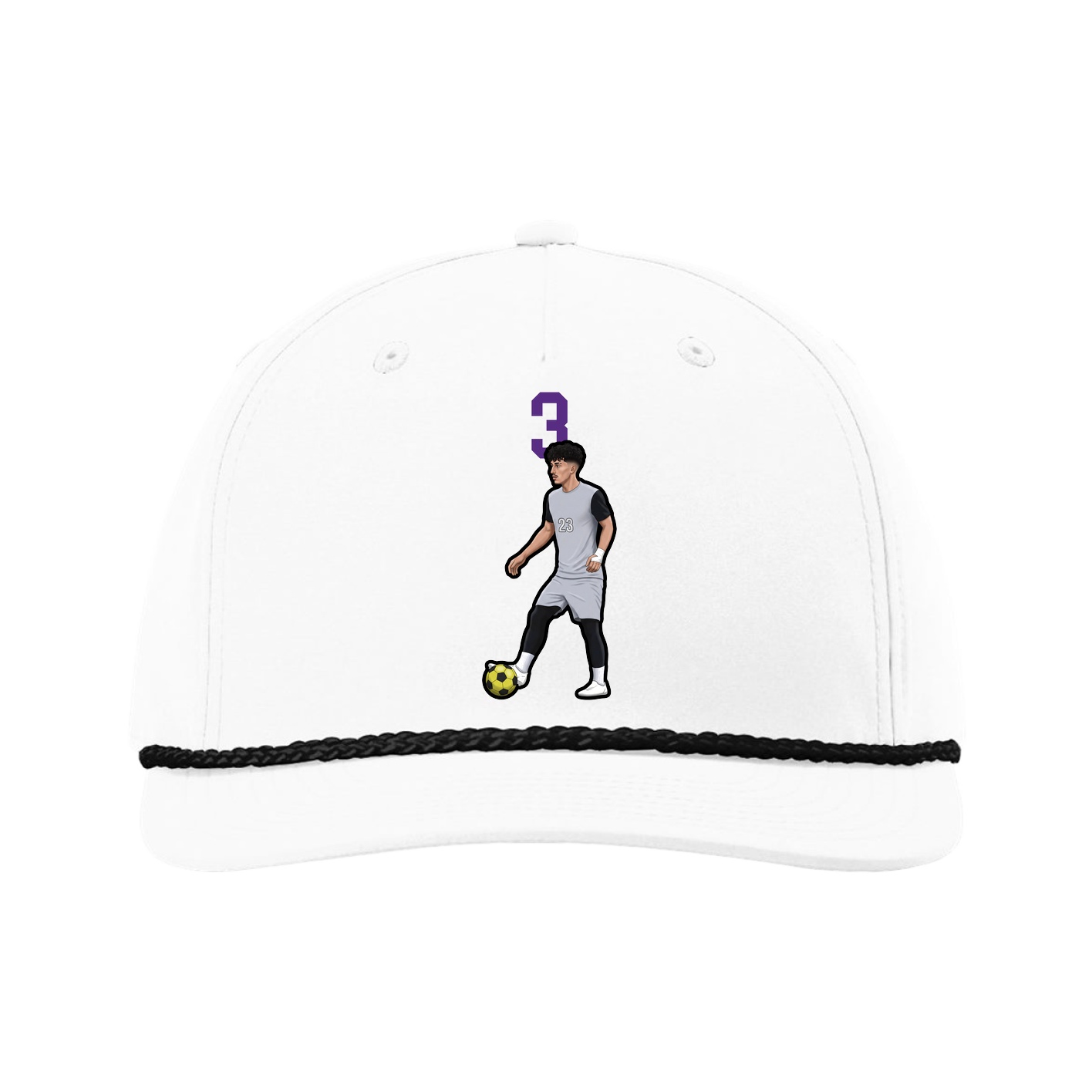 Five-Panel Classic Rope Cap — Number Top in White