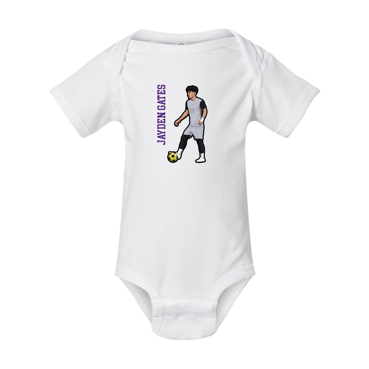 Baby Onesie — Name Vertical in White