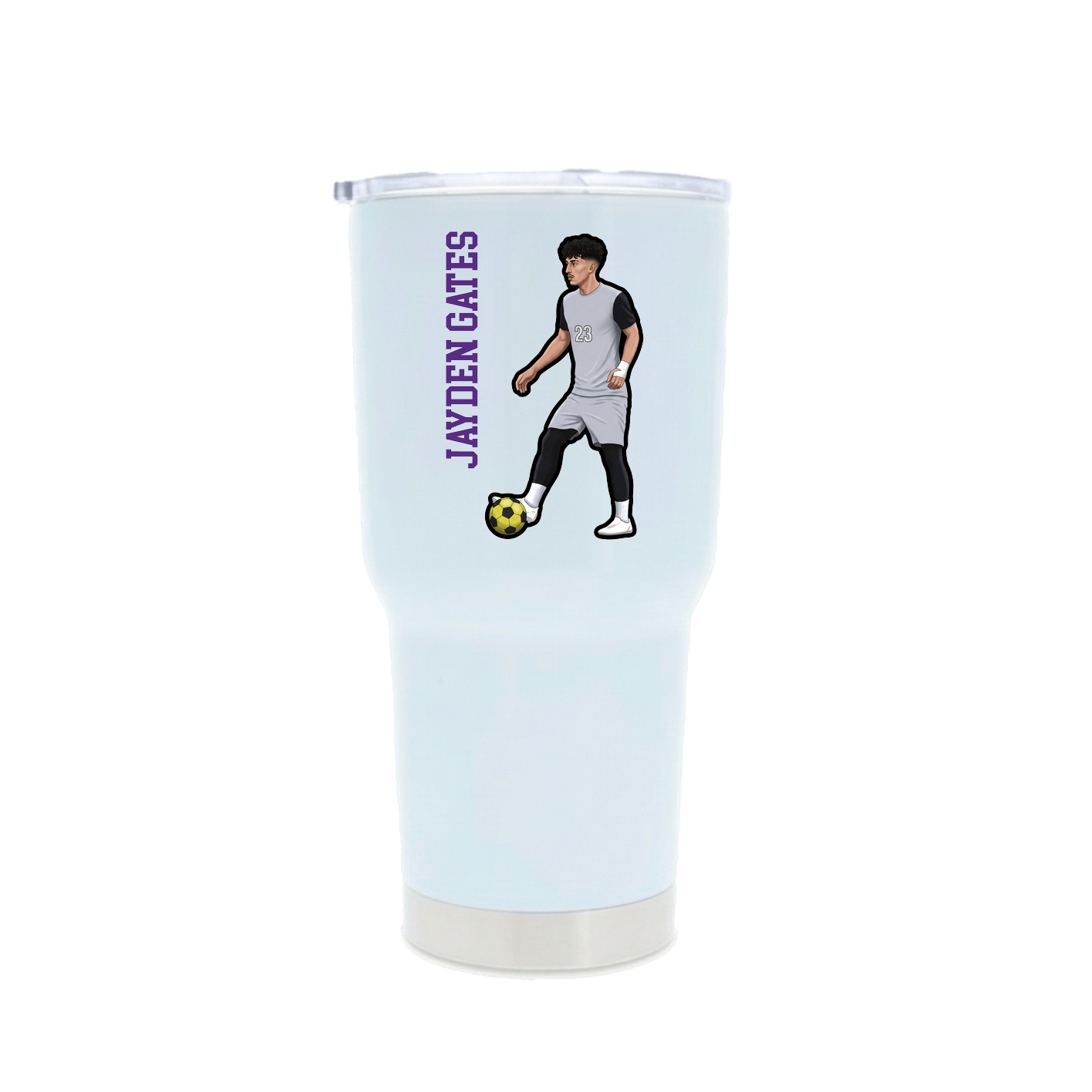 30oz Stainless Steel Tumbler — Name Vertical in White