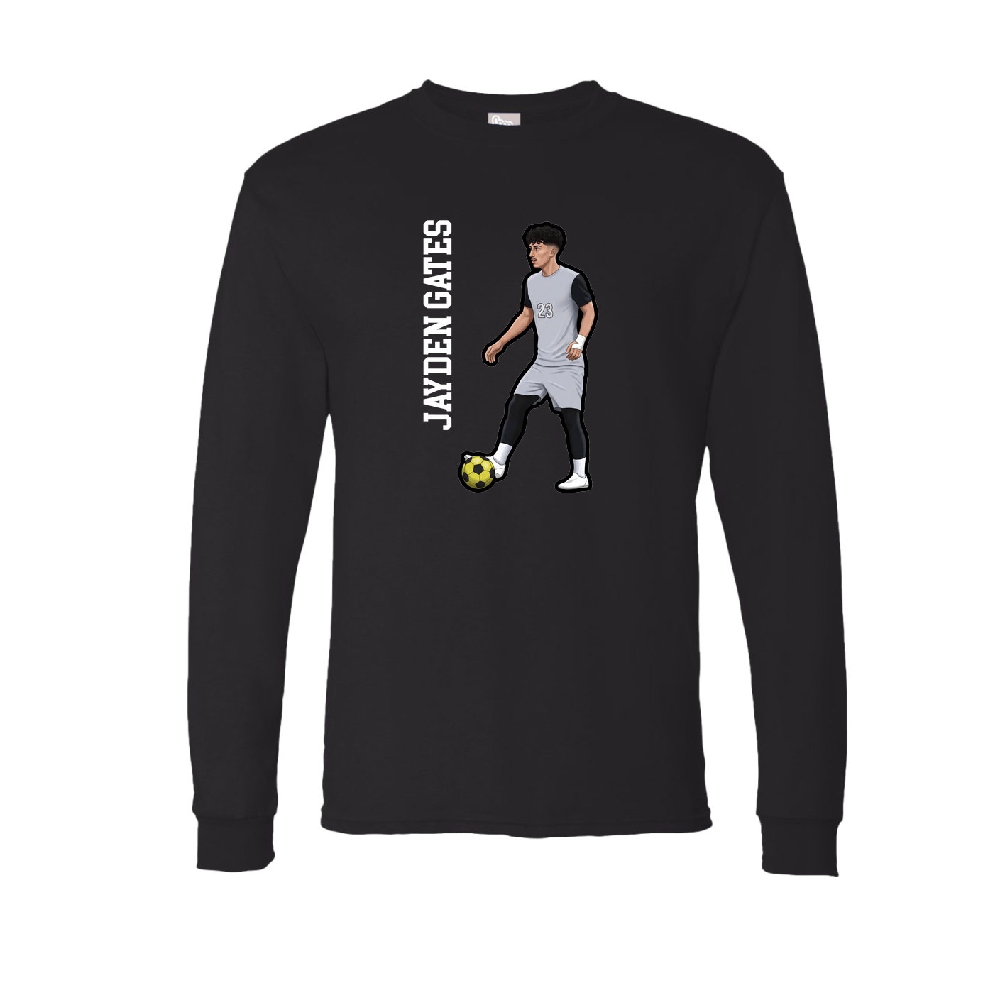 Long Sleeve Tee — Name Vertical in Black