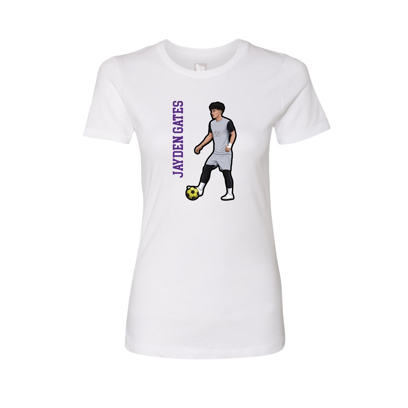 Fitted Women's Tee — Name Vertical in White
