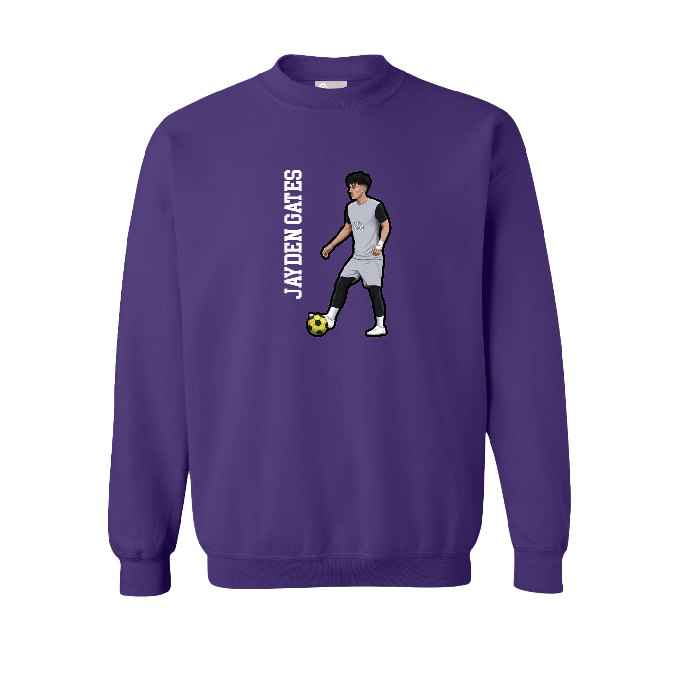 Fleece Crew — Name Vertical in Purple