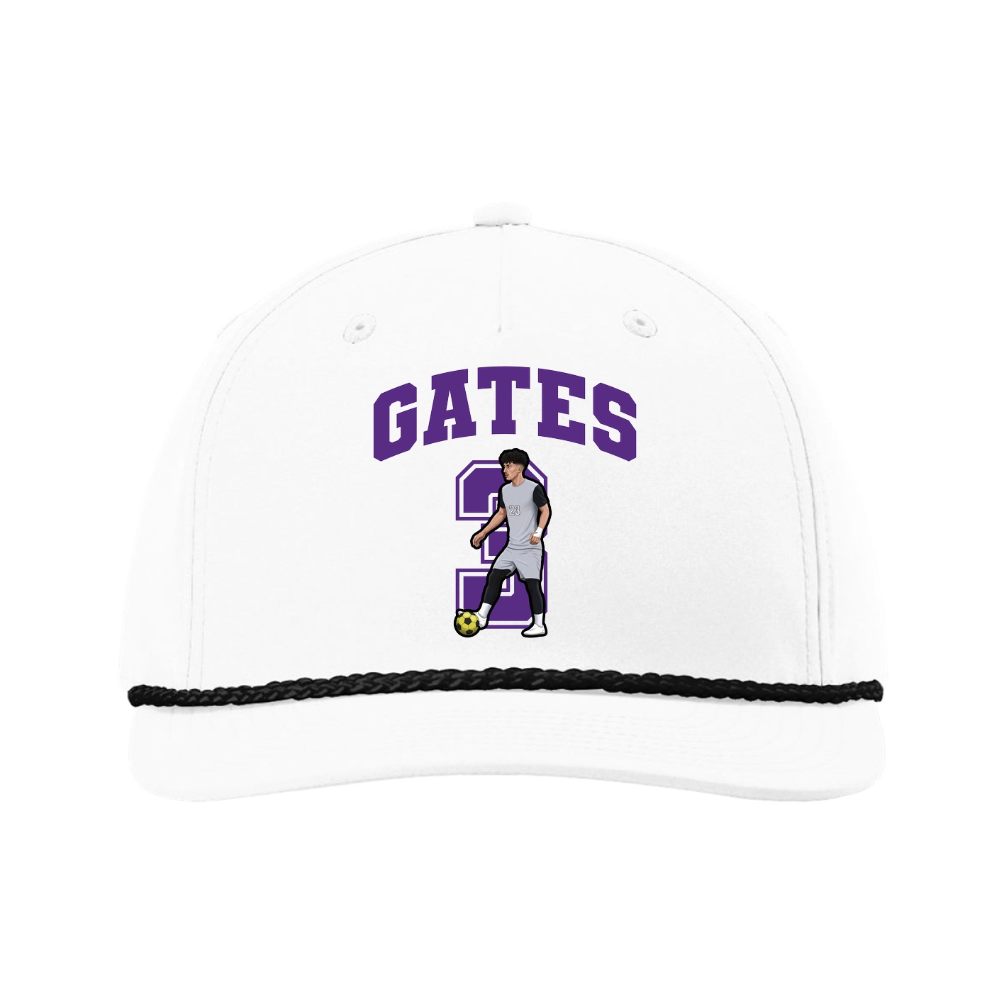 Five-Panel Classic Rope Cap — Number in White