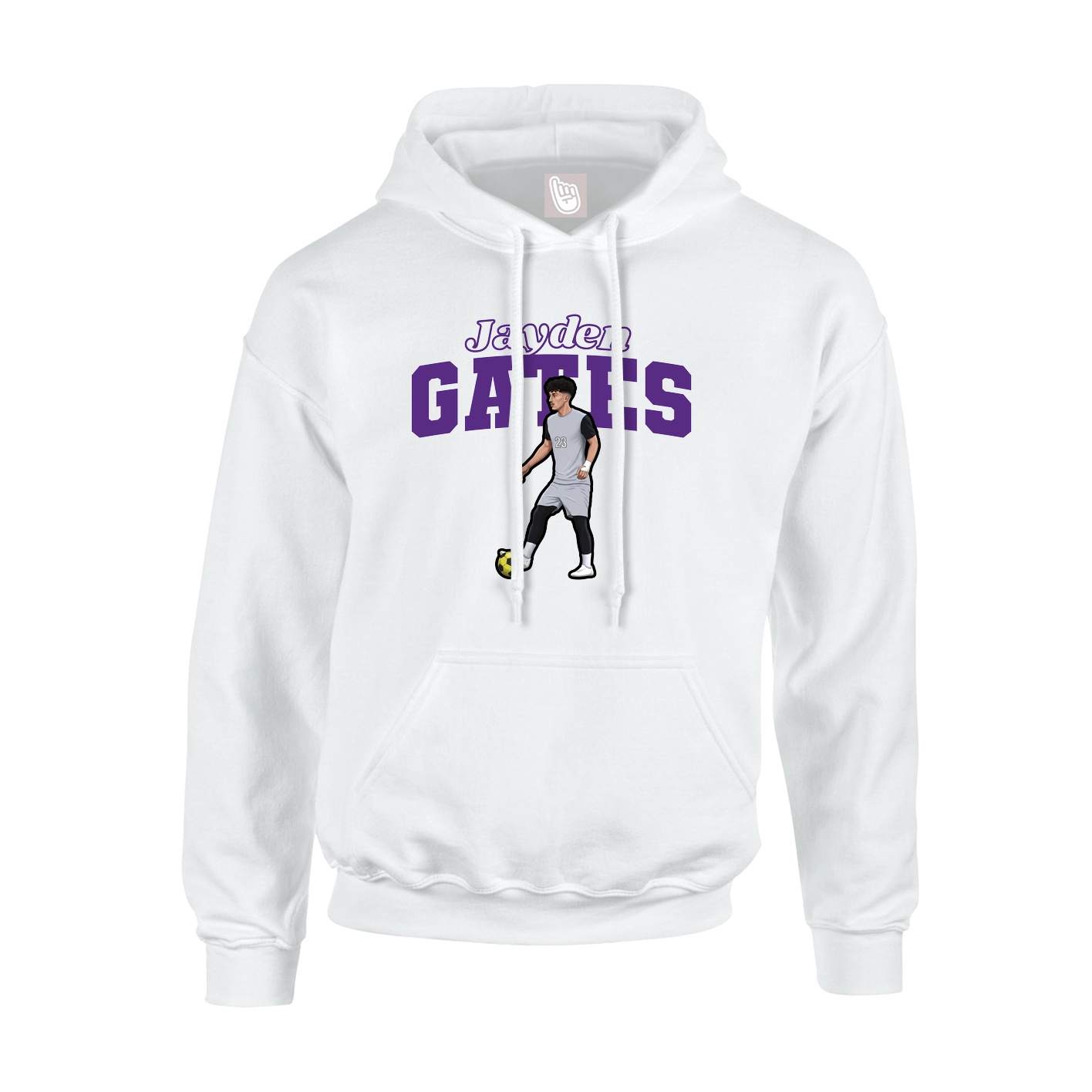 Youth Hoodie — Name Arch in White
