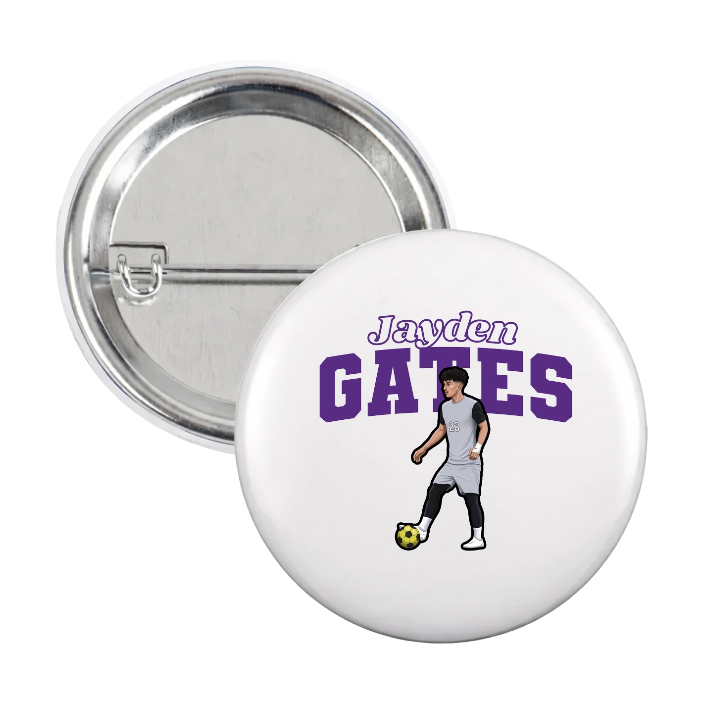 Game Day Button — Name Arch in White
