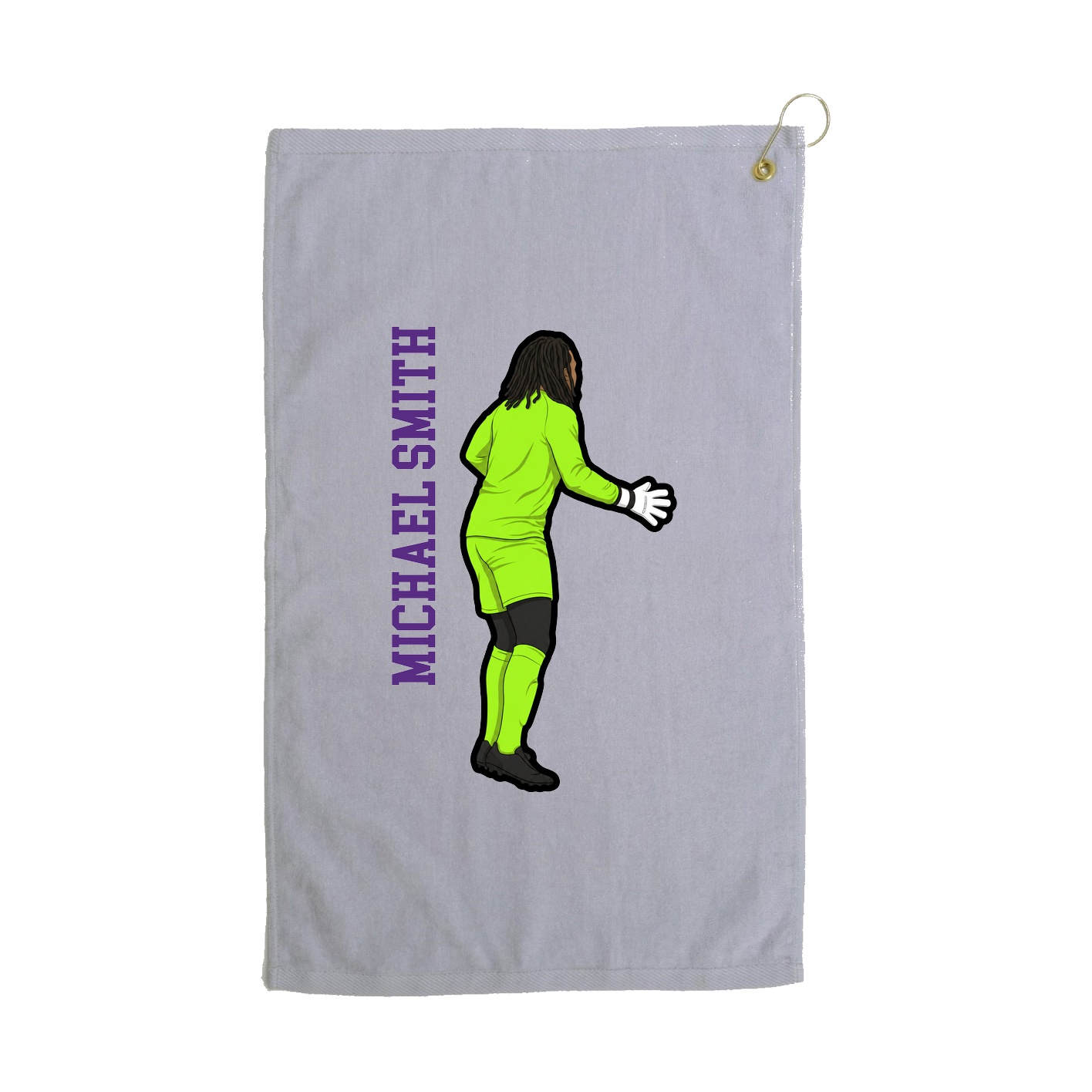 Golf Towel — Name Vertical in Grey
