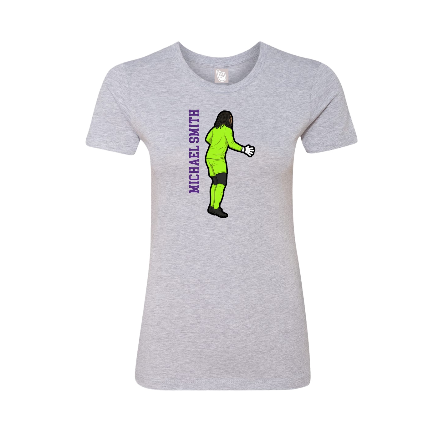 Fitted Women's Tee — Name Vertical in Grey