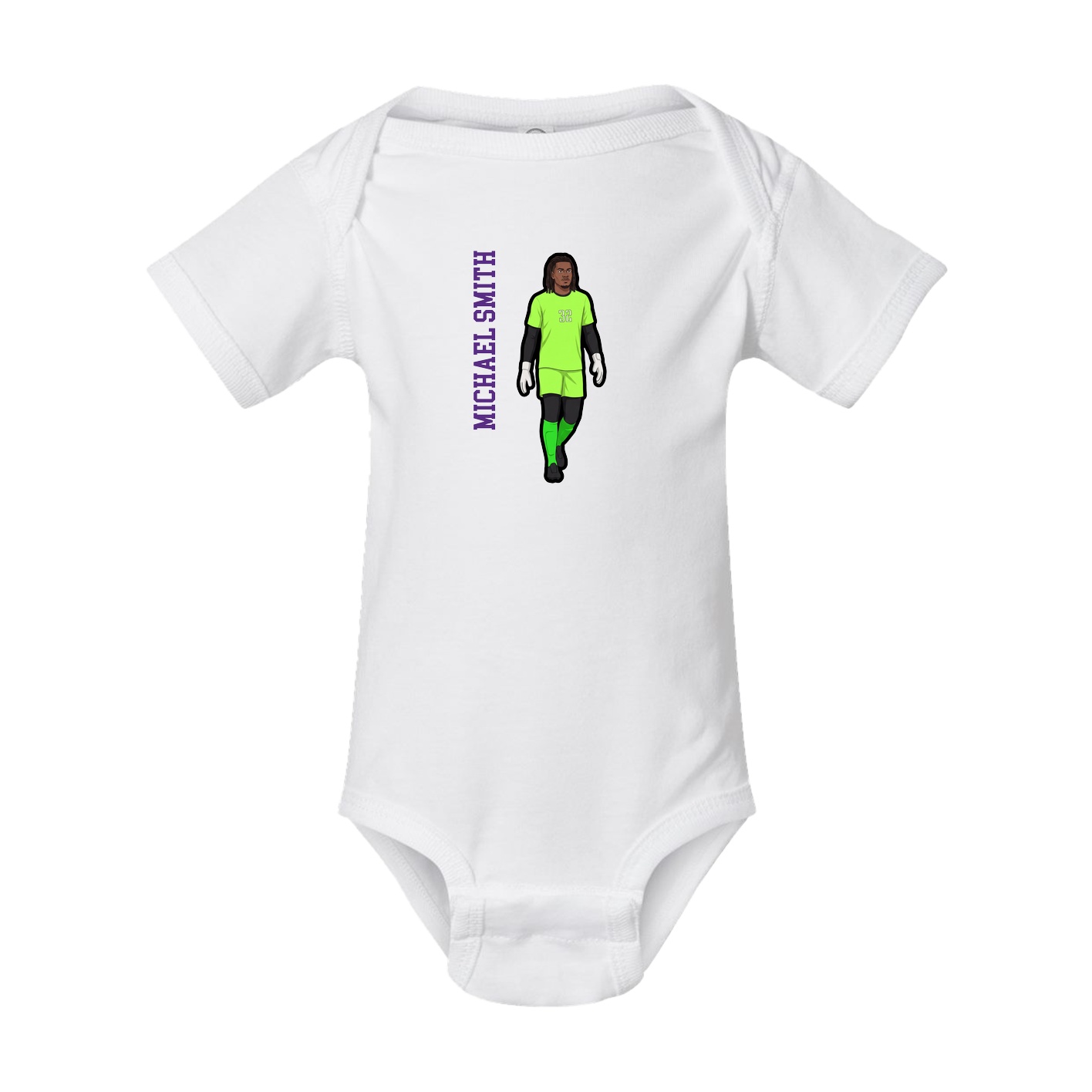 Baby Onesie — Name Vertical in White