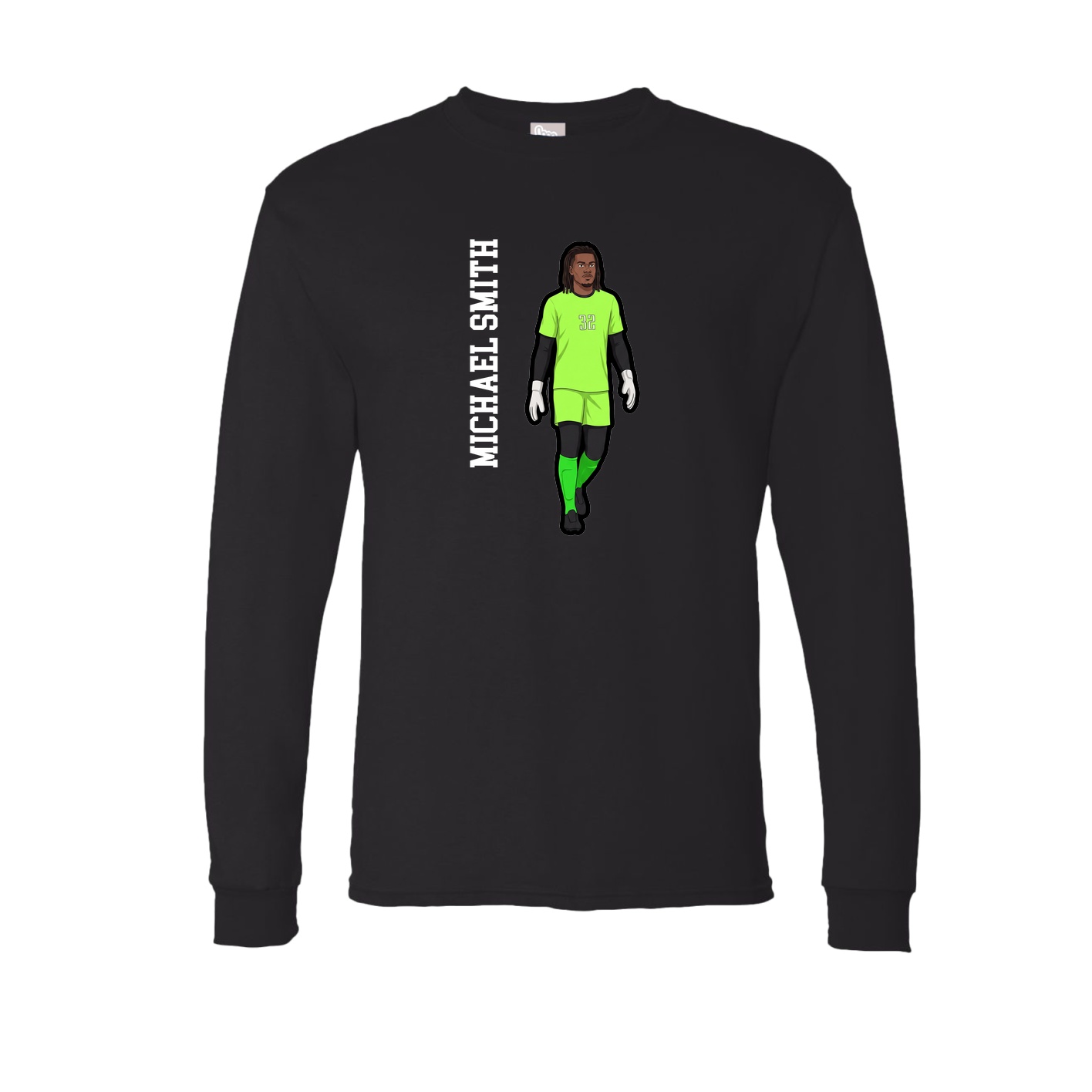 Long Sleeve Tee — Name Vertical in Black