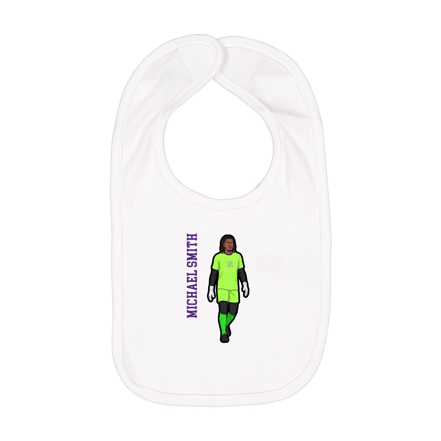 Infant Bib — Name Vertical in White