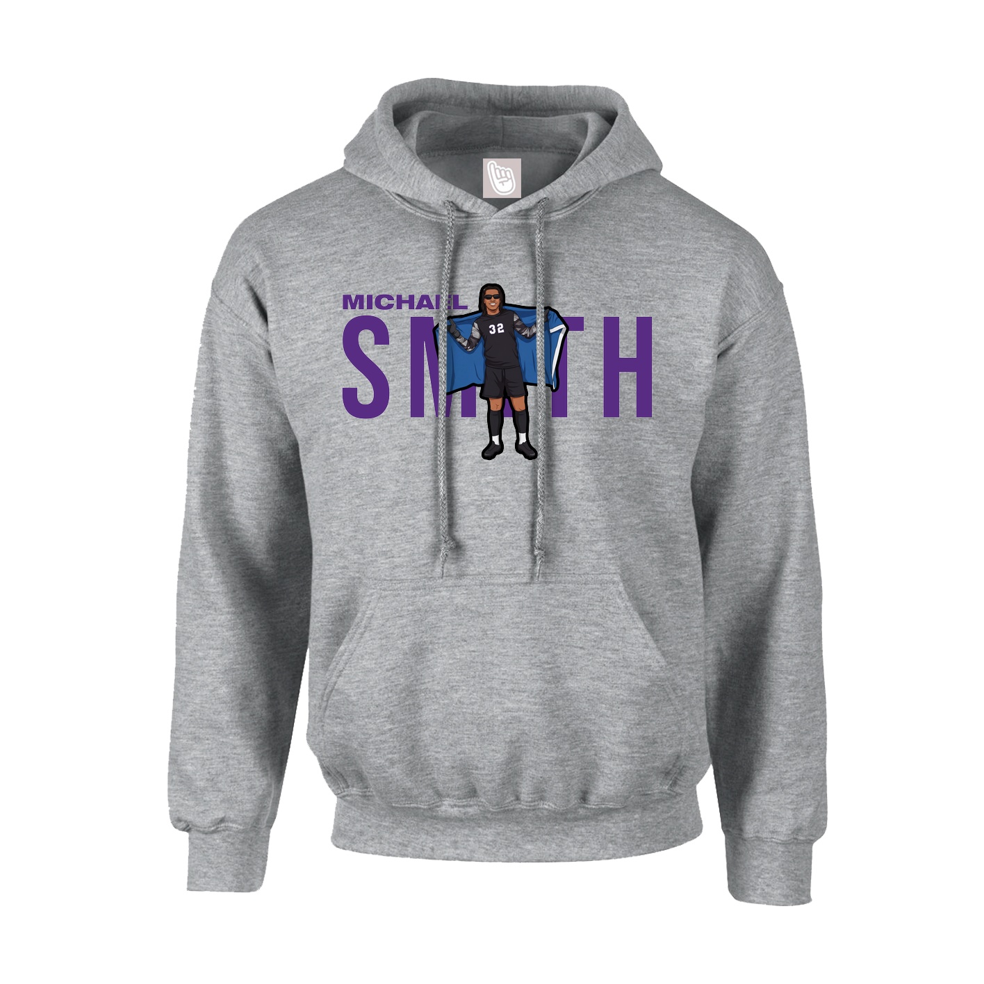 Youth Hoodie — Player Name in Grey
