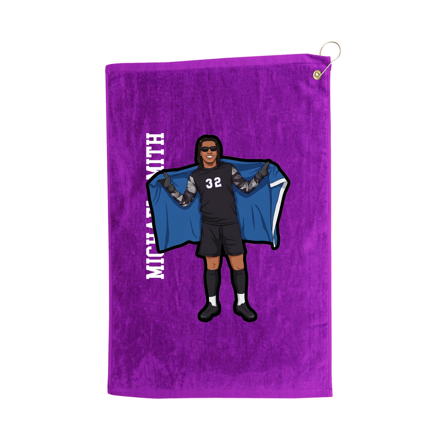 Golf Towel — Name Vertical in Purple