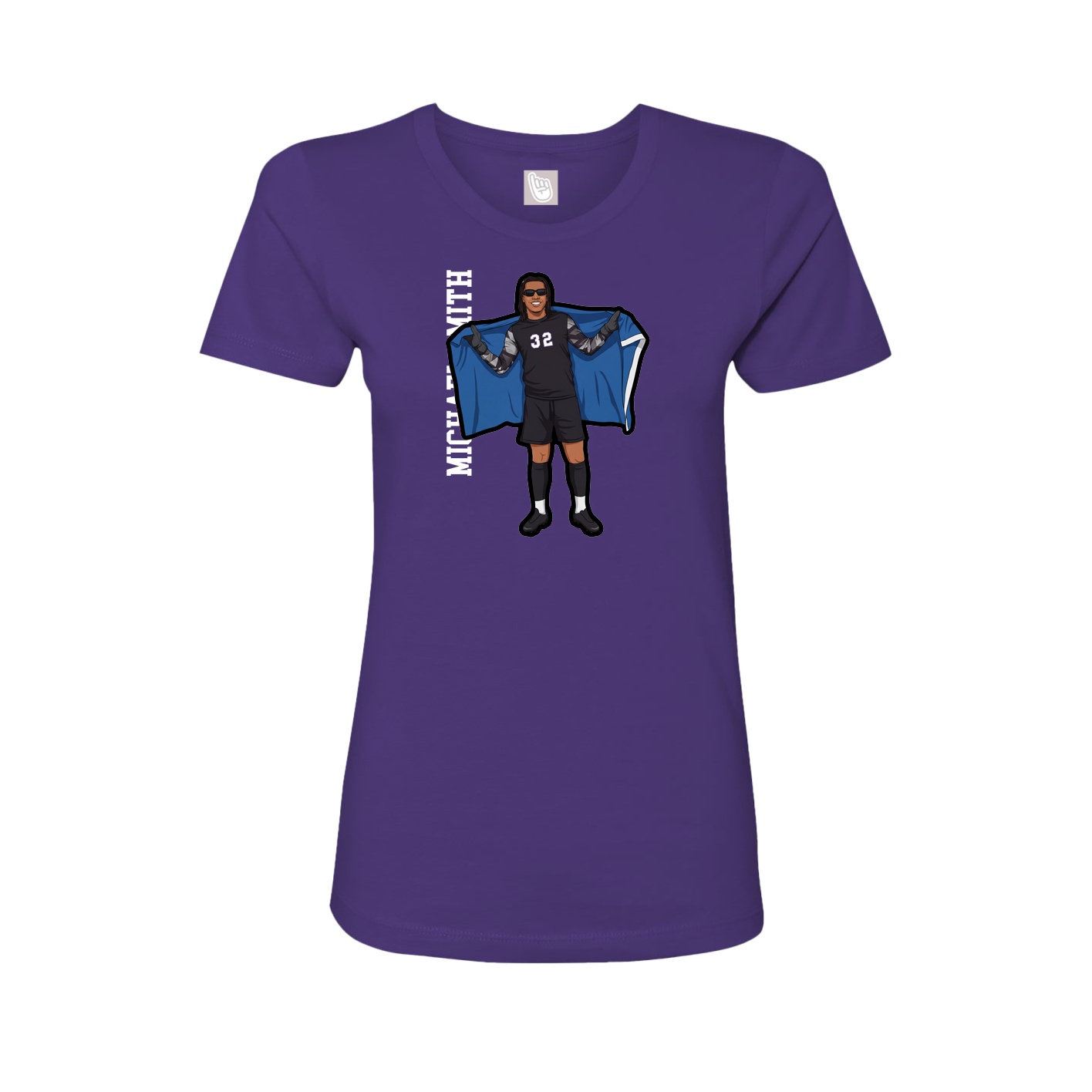 Fitted Women's Tee — Name Vertical in Purple