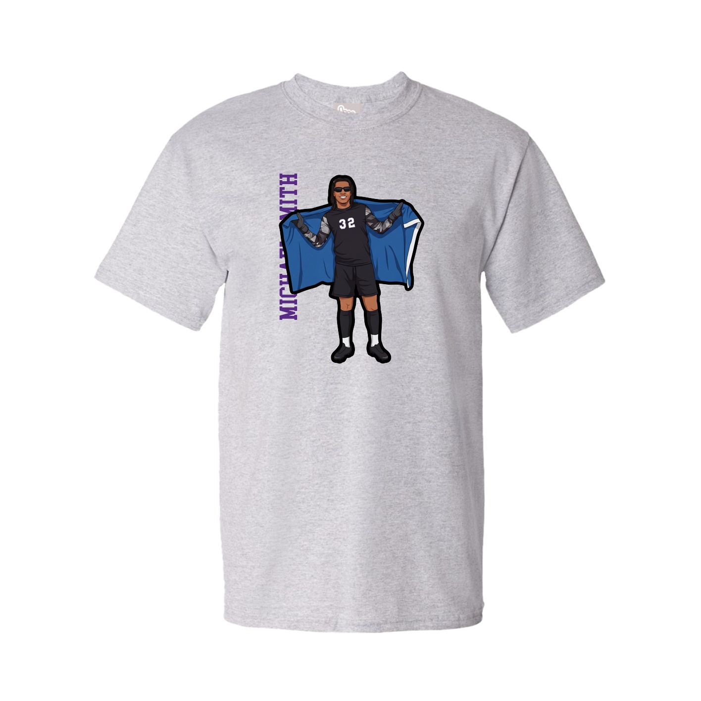 Youth Tee — Name Vertical in Grey