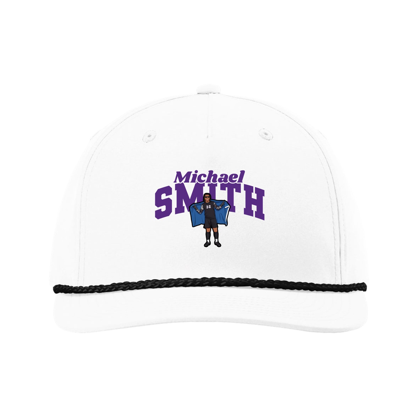 Five-Panel Classic Rope Cap — Signature Arch in White
