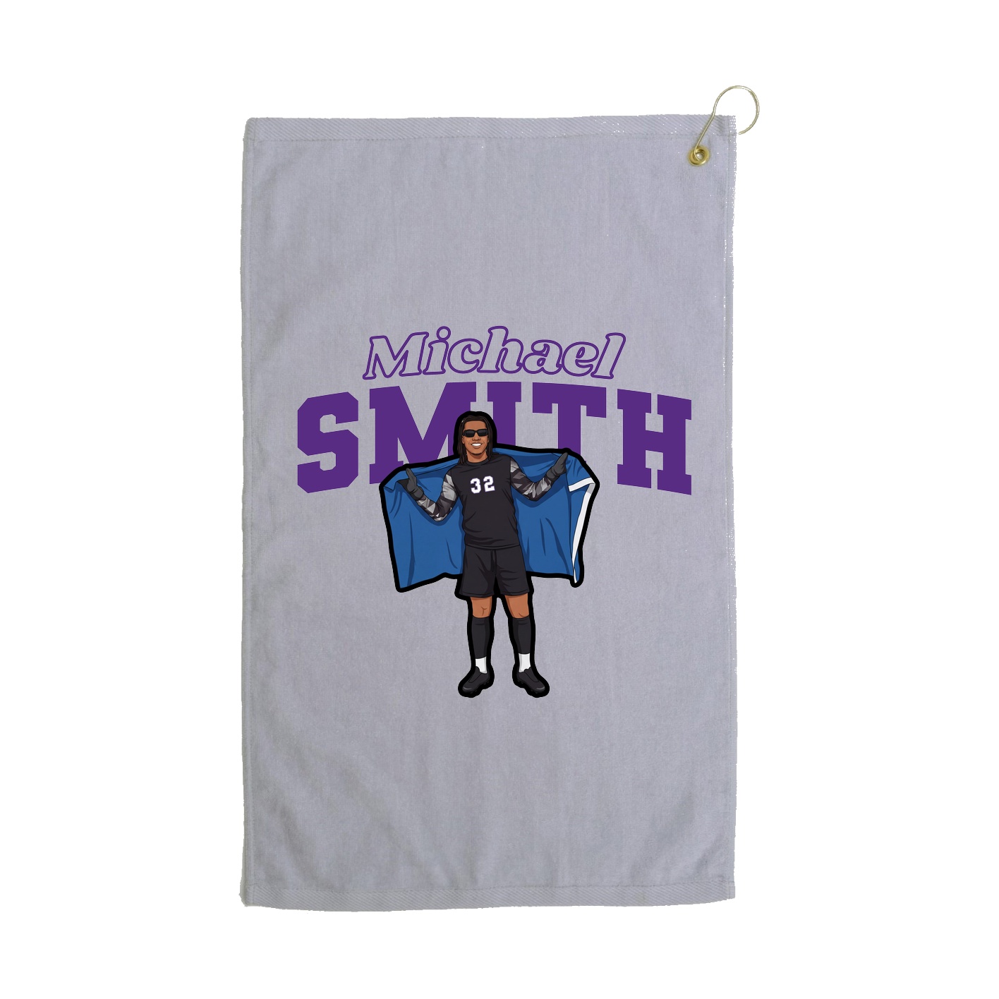 Golf Towel — Name Arch in Grey