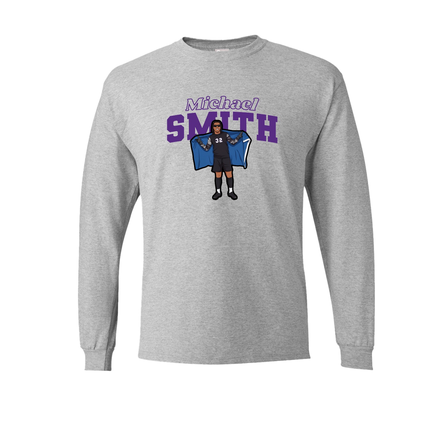 Long Sleeve Tee — Name Arch in Grey