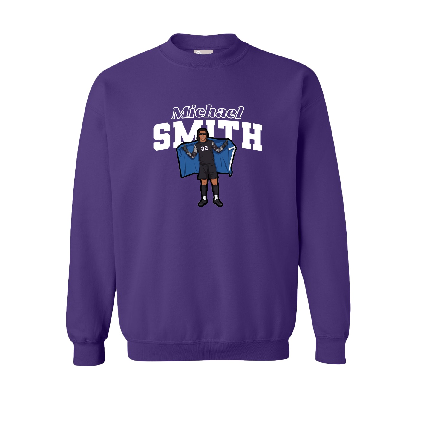 Fleece Crew — Name Arch in Purple