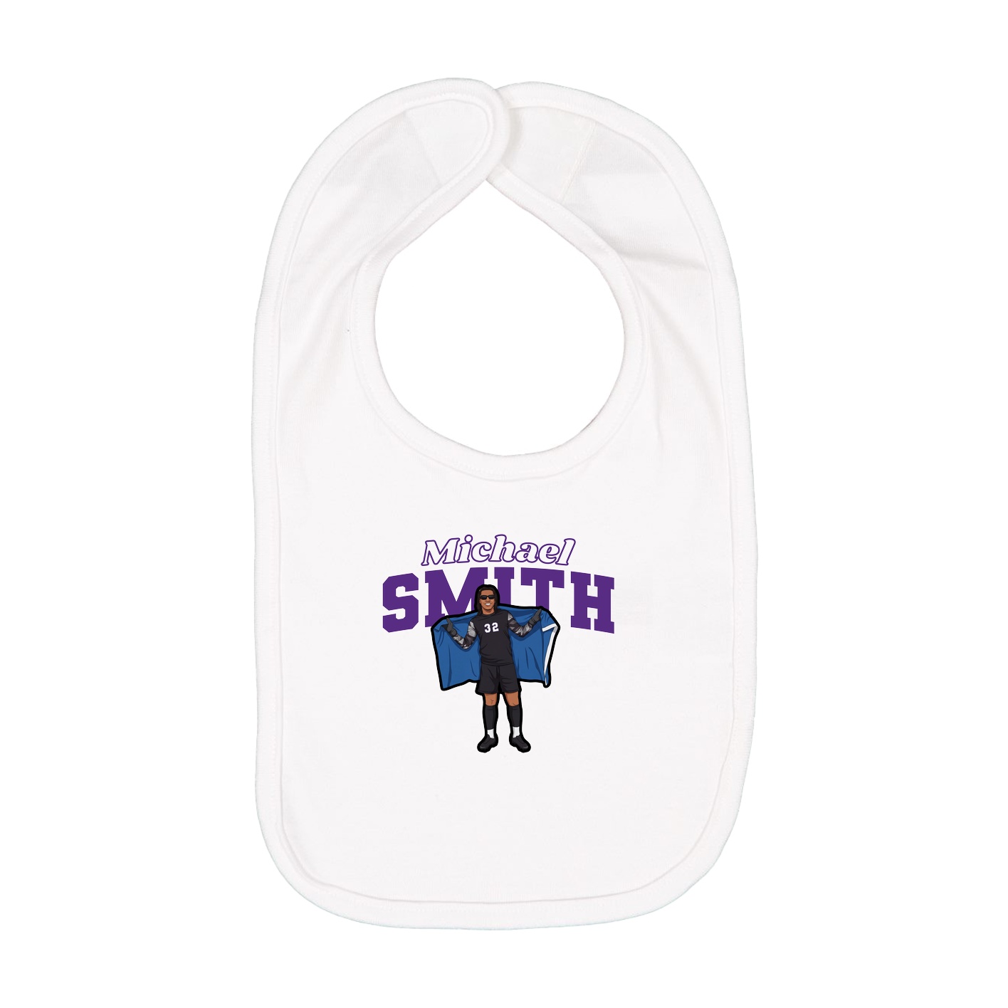 Infant Bib — Name Arch in White