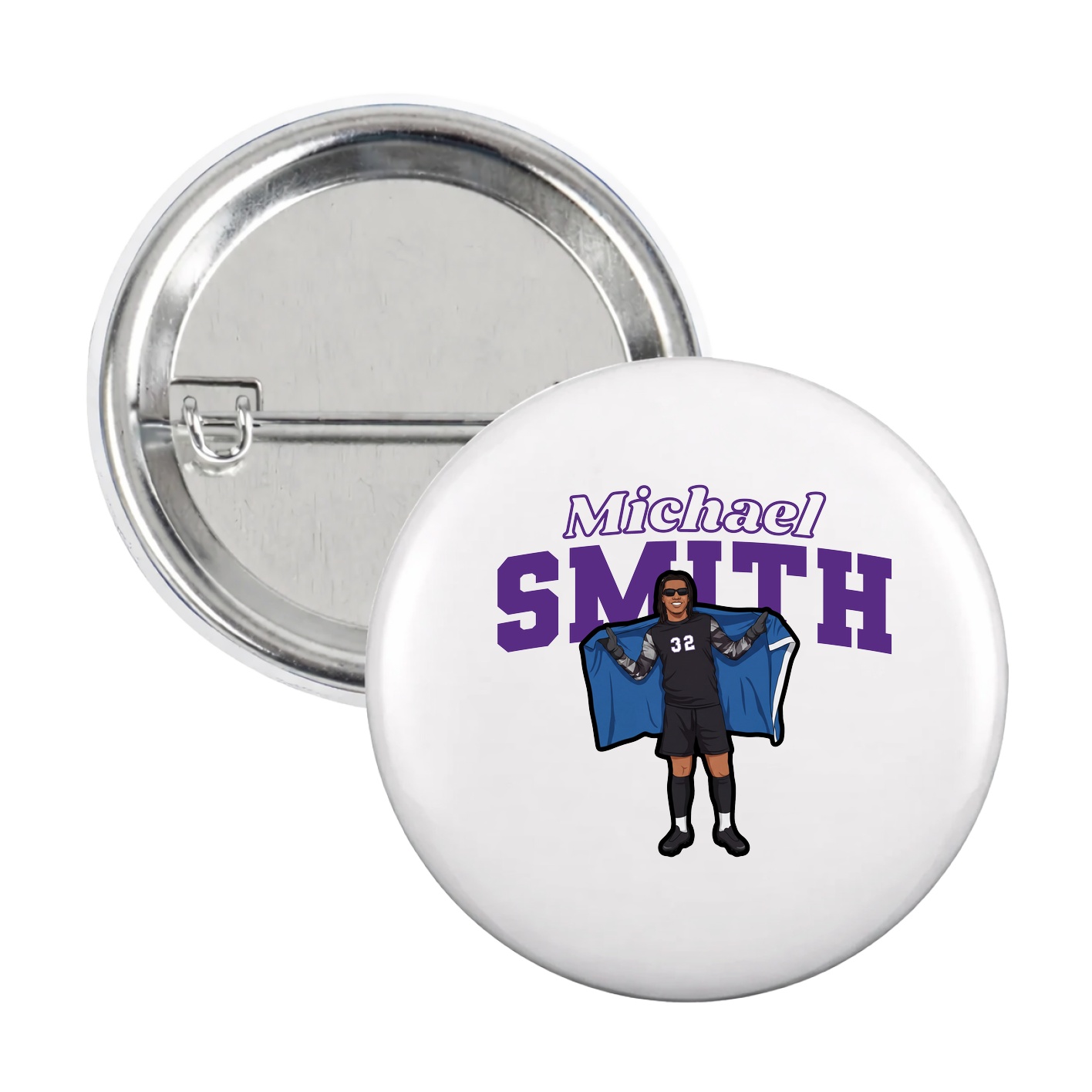 Game Day Button — Name Arch in White