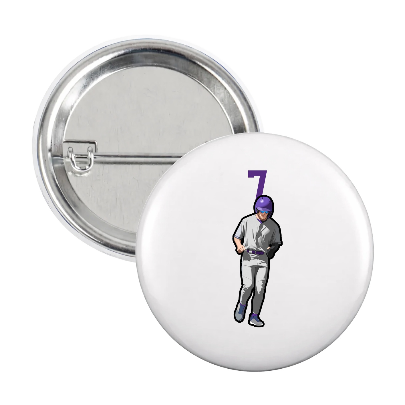 Game Day Button — Number Top in White