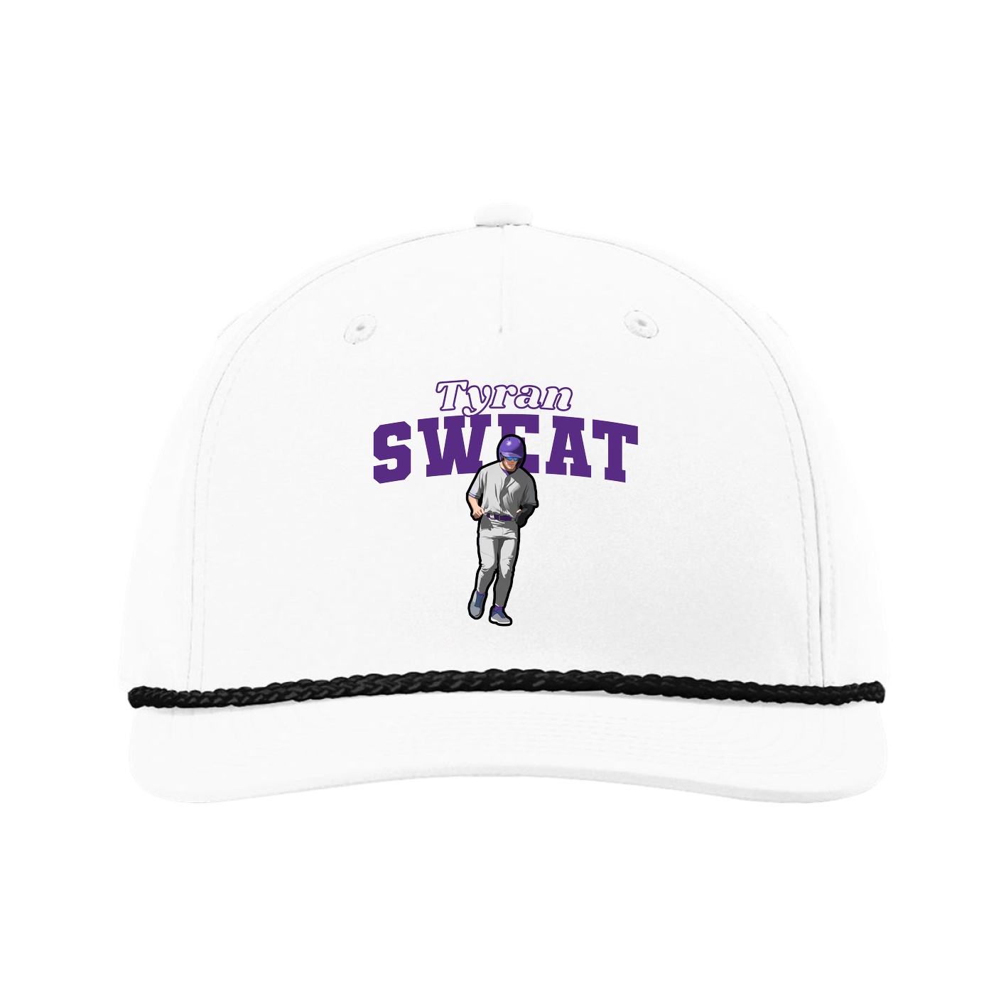 Five-Panel Classic Rope Cap — Name Arch in White