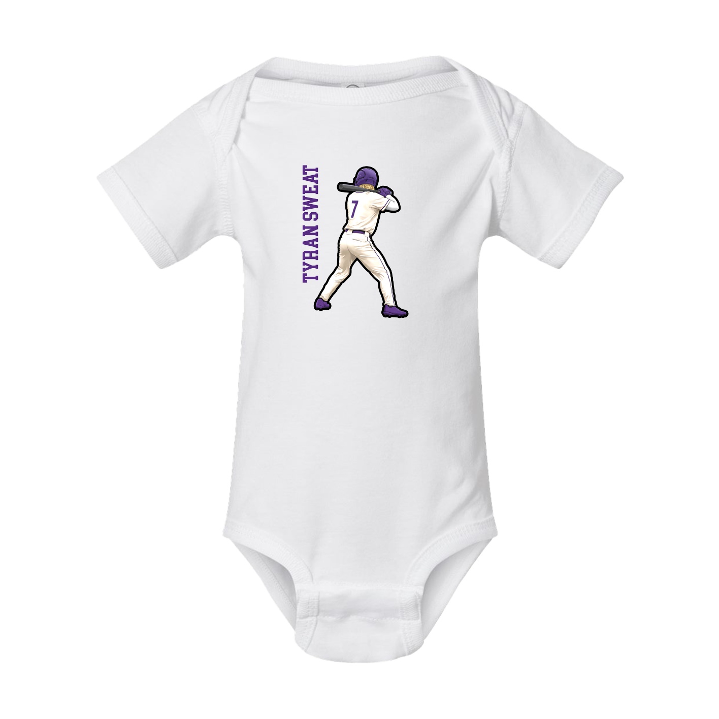Baby Onesie — Name Vertical in White