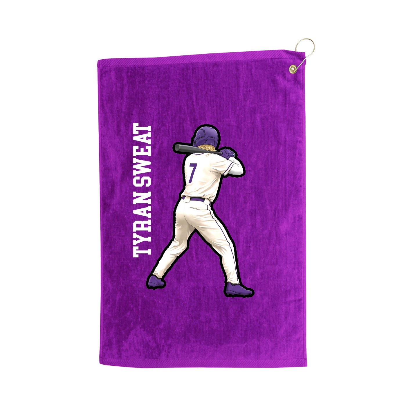 Golf Towel — Name Vertical in Purple