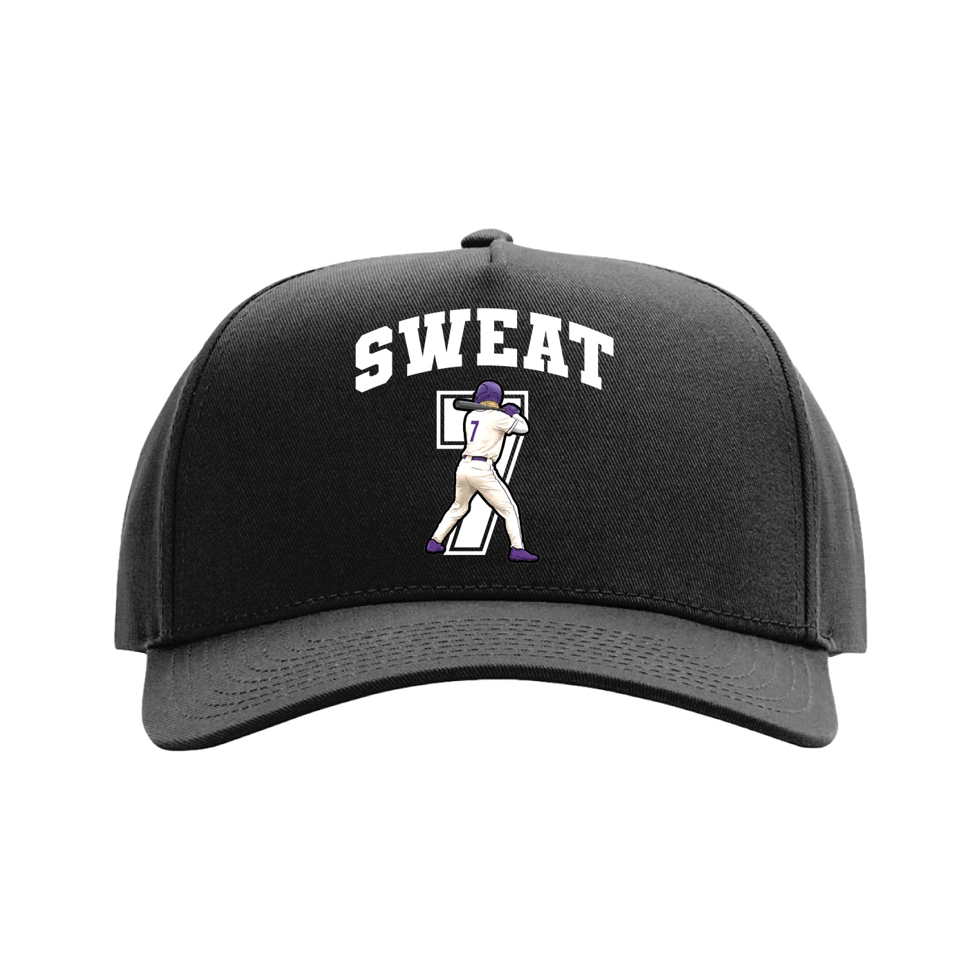 Full Fabric Five-Panel Champ Cap — Number in Black