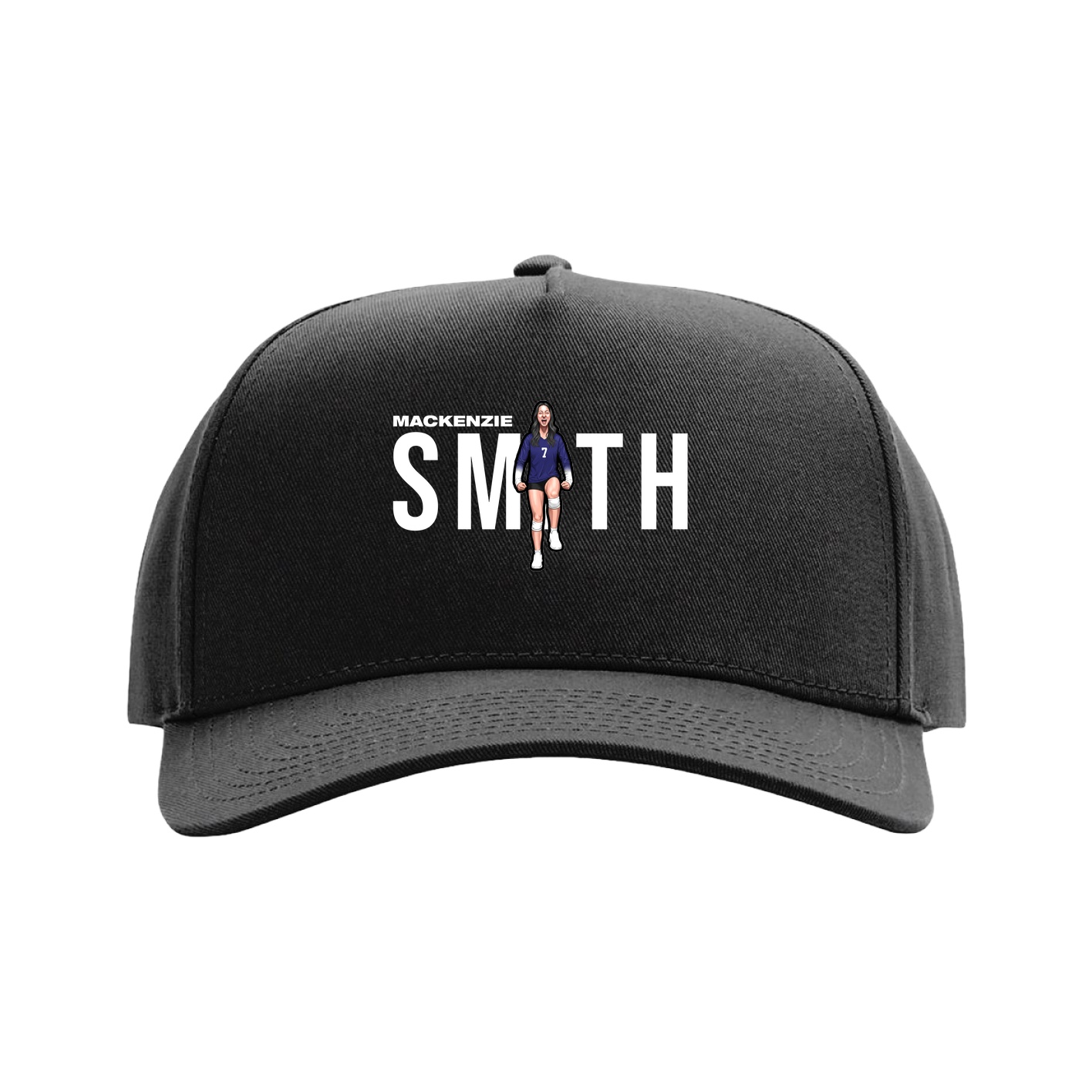 Full Fabric Five-Panel Champ Cap — Player Name in Black