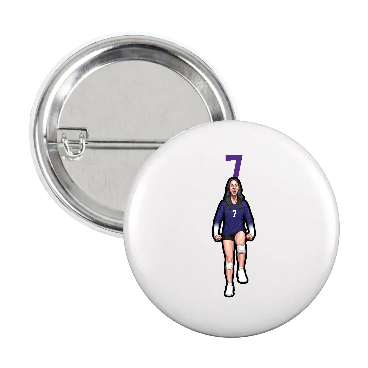 Game Day Button — Number Top in White