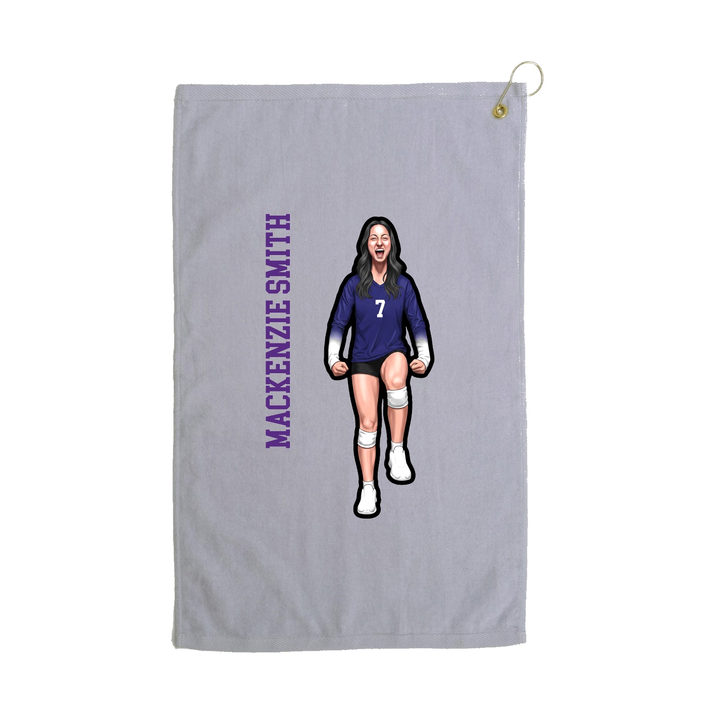 Golf Towel — Name Vertical in Grey