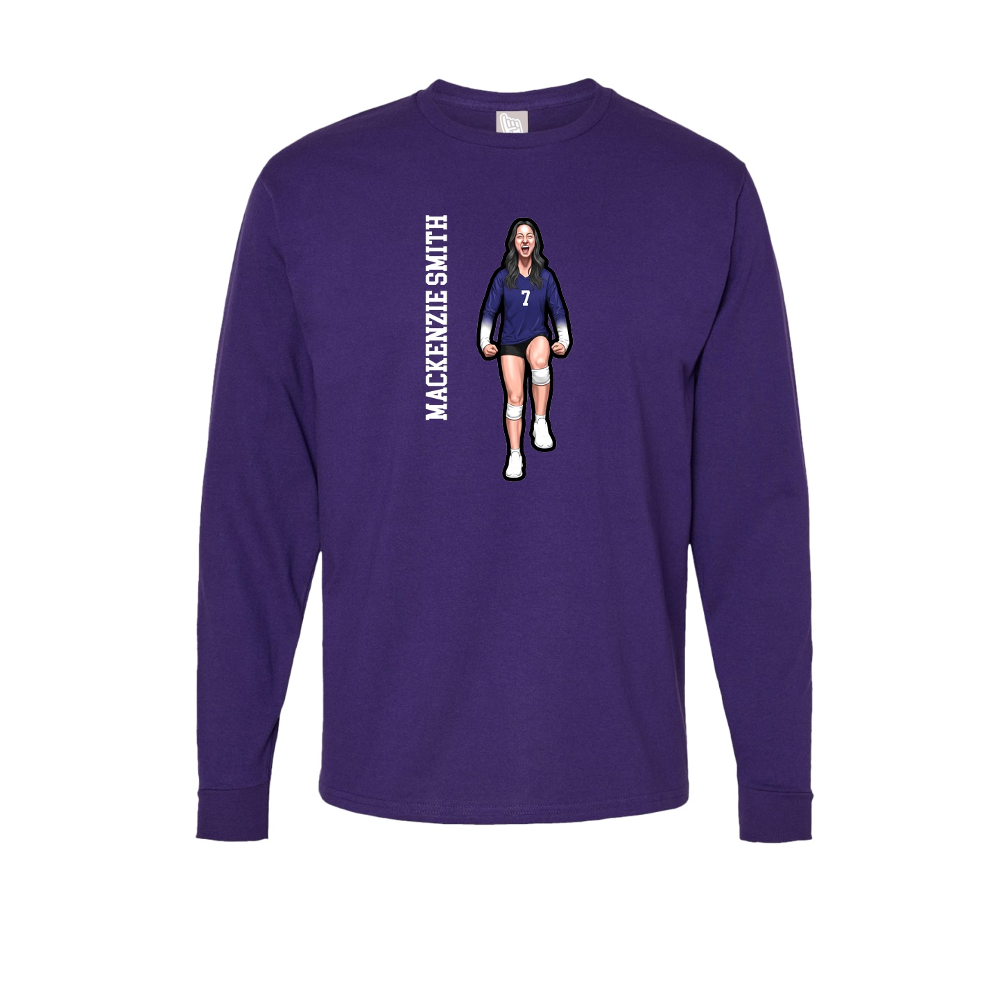 Long Sleeve Tee — Name Vertical in Purple